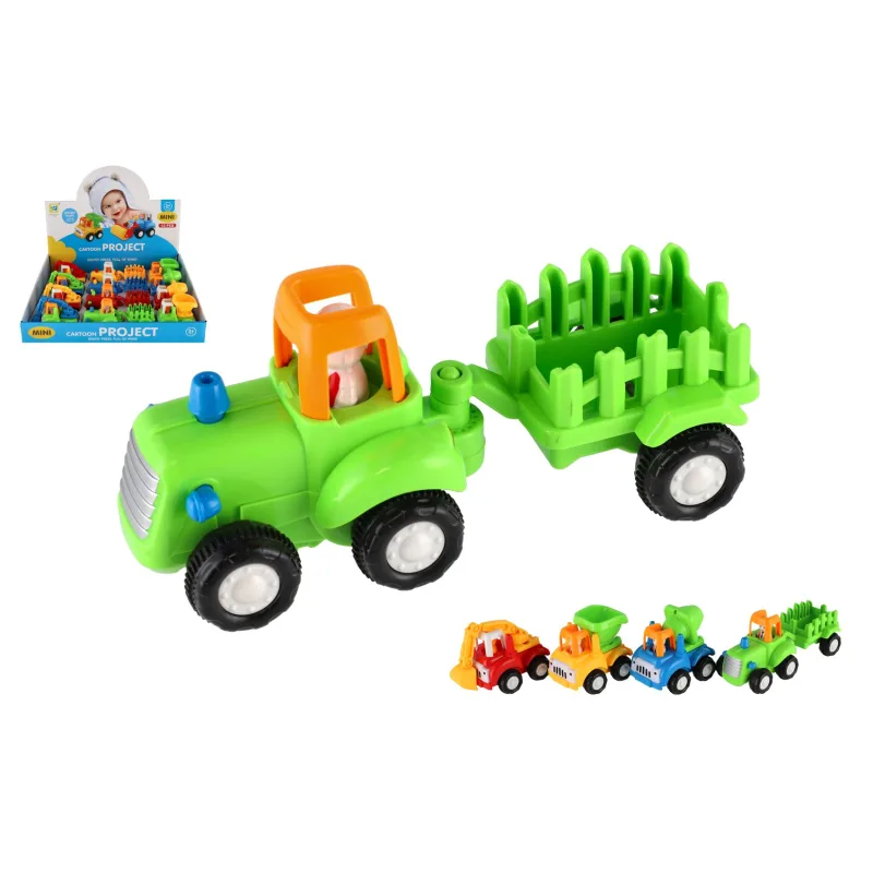 Teddies Auto stavebné a poľnohospodárske plast 10-16cm na zotrvačník mix druhov