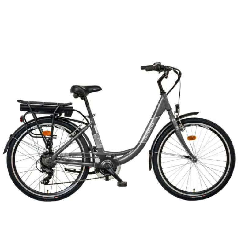 Liberty elektrokolo e-VIA 6 spd 26" zadní motor, 36V/10,4Ah, 2025 antracitové, Přední vidlice Odpružená