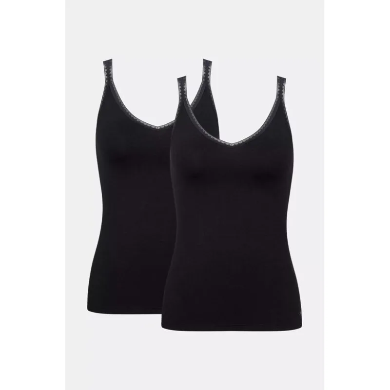 2PACK Sloggi Go Top s úzkymi ramienkami z organic bavlny čierny XL