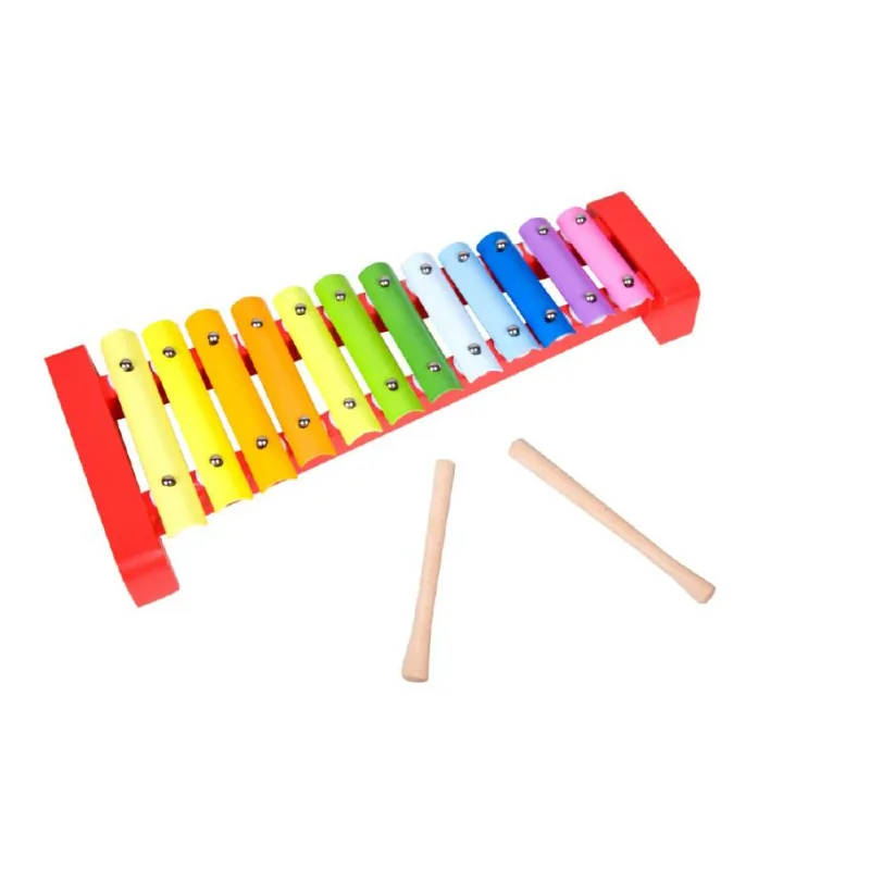 Teddies Xylofón drevo/kov 36cm v krabici