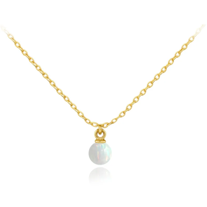 Elegantný zlatý náhrdelník s bielym opálom Au 585/1000 1,65g MINET JMG0302WGN46