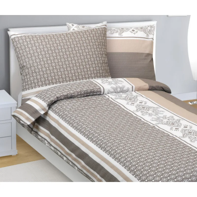 Bellatex Povlečení flanel, Ornament kávový - 140x200, 70x90cm