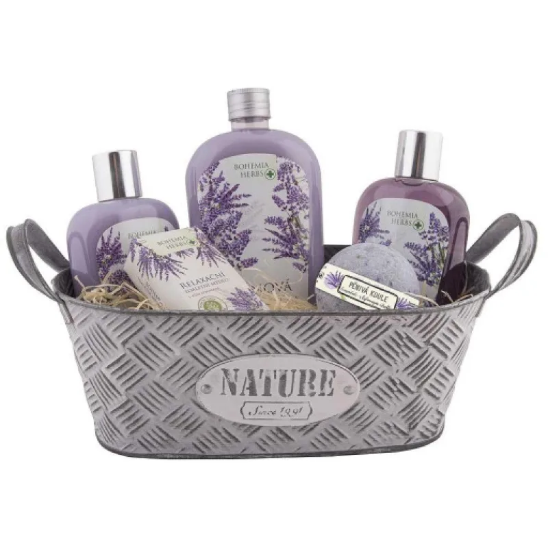 Bohemia Gifts Dárkový plechový box s kosmetikou z levandule