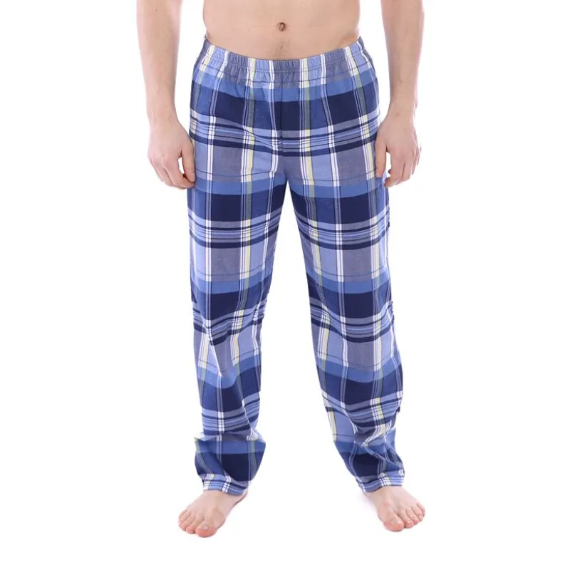 Pánske nohavice na spanie Robert modro-žlté XXL