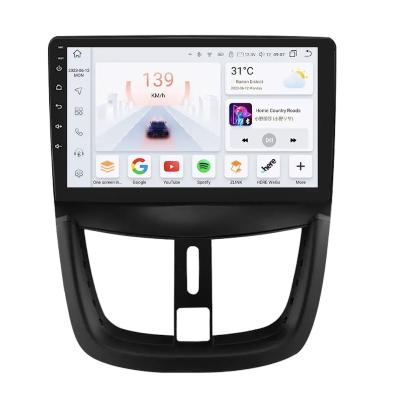 HIZPO KXPG2079001 Autorádio 9" Android pro Peugeot 207 Model: S9004 (4+32GB) CHR280