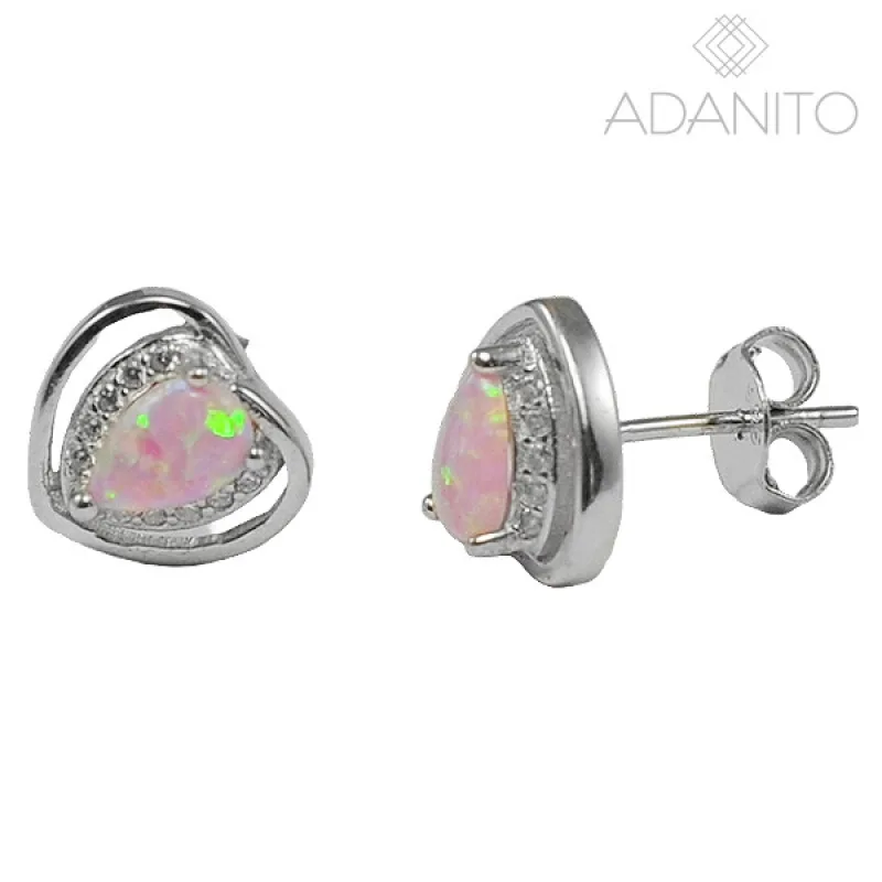 Strieborné opálové náušnice srdiečka ADANITO EFE0002991