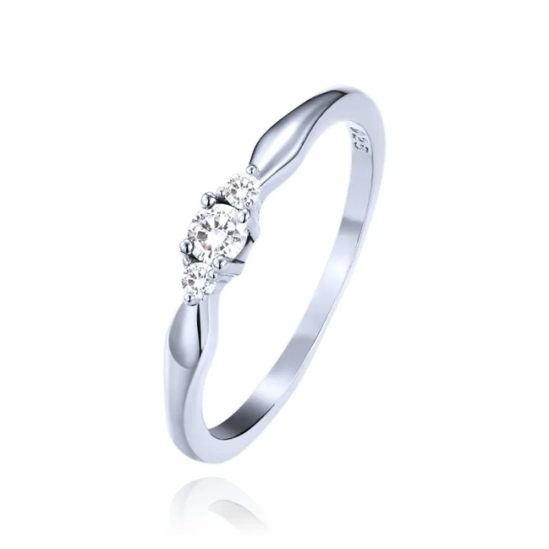 Strieborný prsteň s bielymi zirkónmi MINET JMAS0285SR, 58, 1.30 g