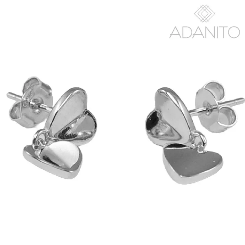 Strieborné visiace náušnice srdiečka BENETO AGUP3662