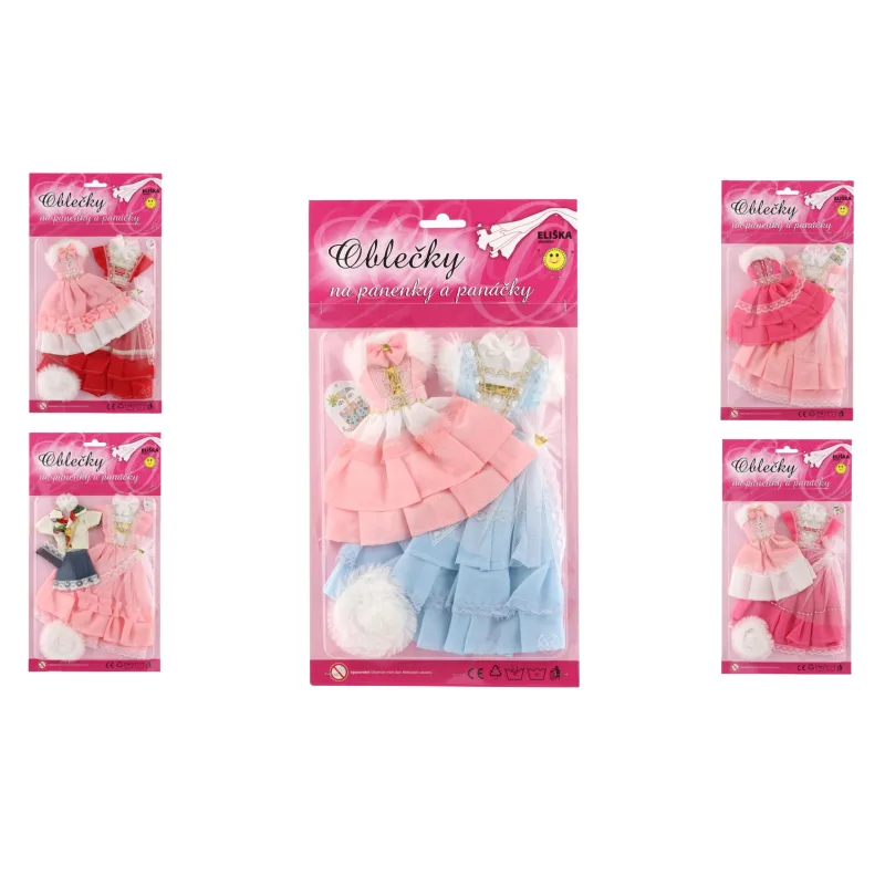 RAPPA hračky Šaty/Oblečenie na bábiky 2ks s doplnkami mix druhov na karte 21x30cm