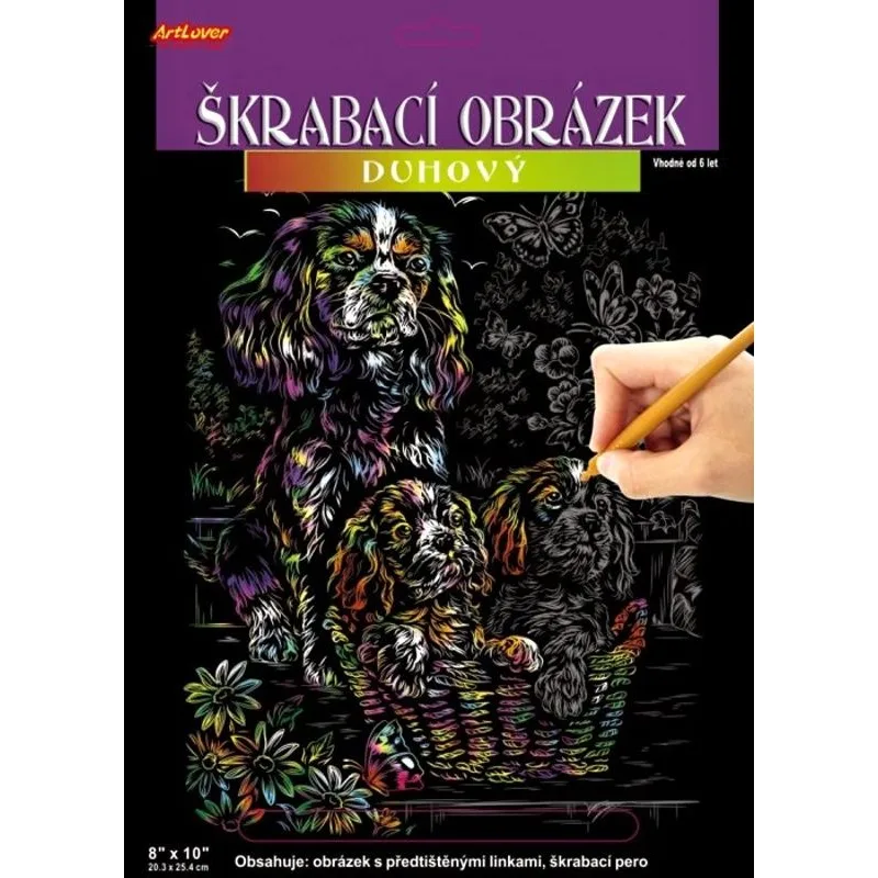 ArtLover škrabací obrázek duhový, Pejsci - 25x20 cn