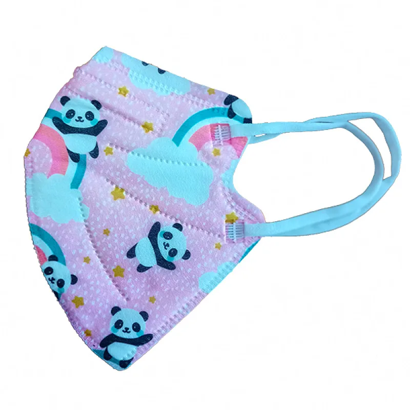Detský Respirátor KN95 s farebnou potlačou – Rúško na tvár - Ružové Pandy