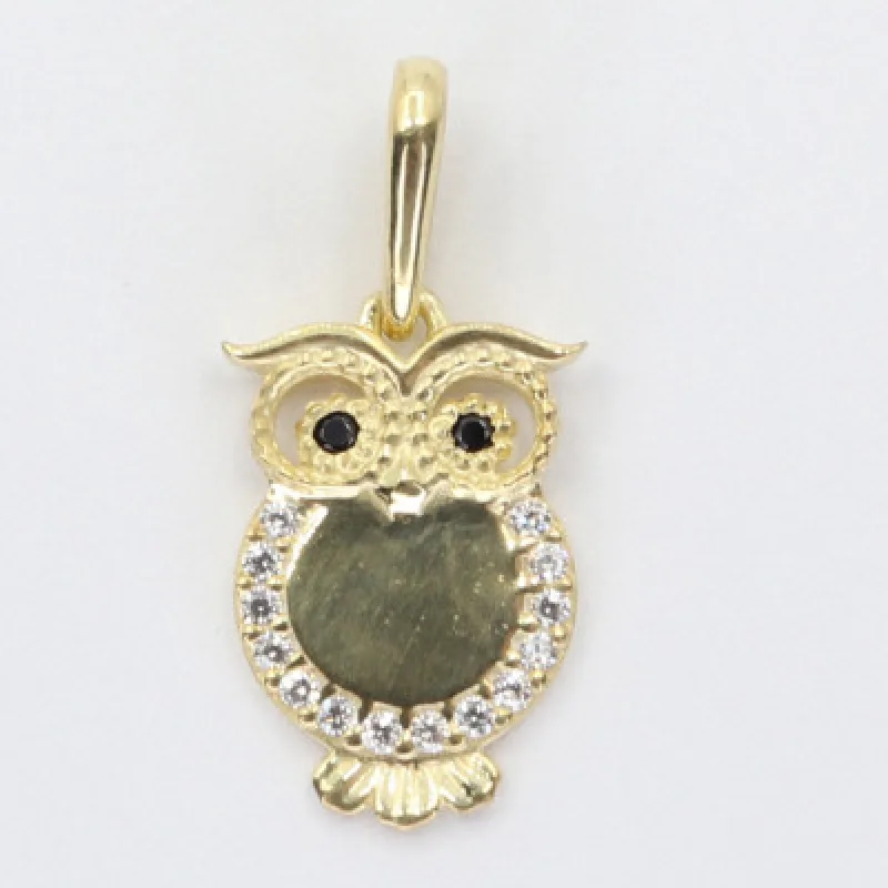 Zlatý prívesok sova so zirkónmi KA 8235, 0.6 g, 0.60 g