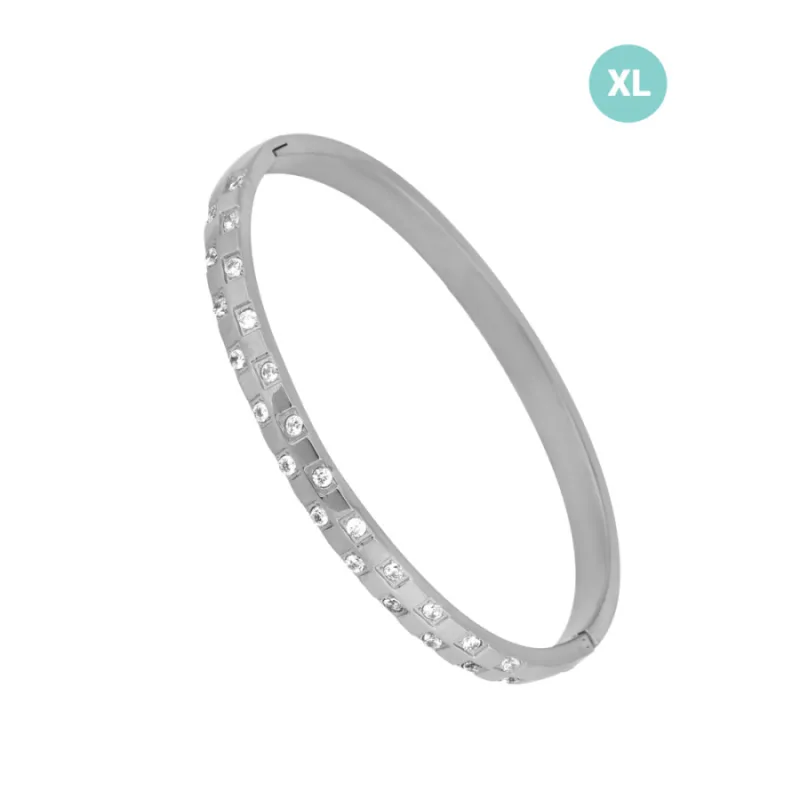 Pevný náramok z chirurgickej ocele s kameňmi XL JVD JGB19SXL