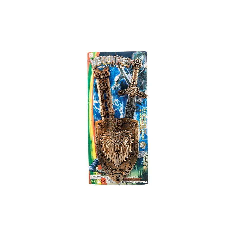 Teddies Meč so štítom a puzdrom plast 55cm na karte 25x57cm