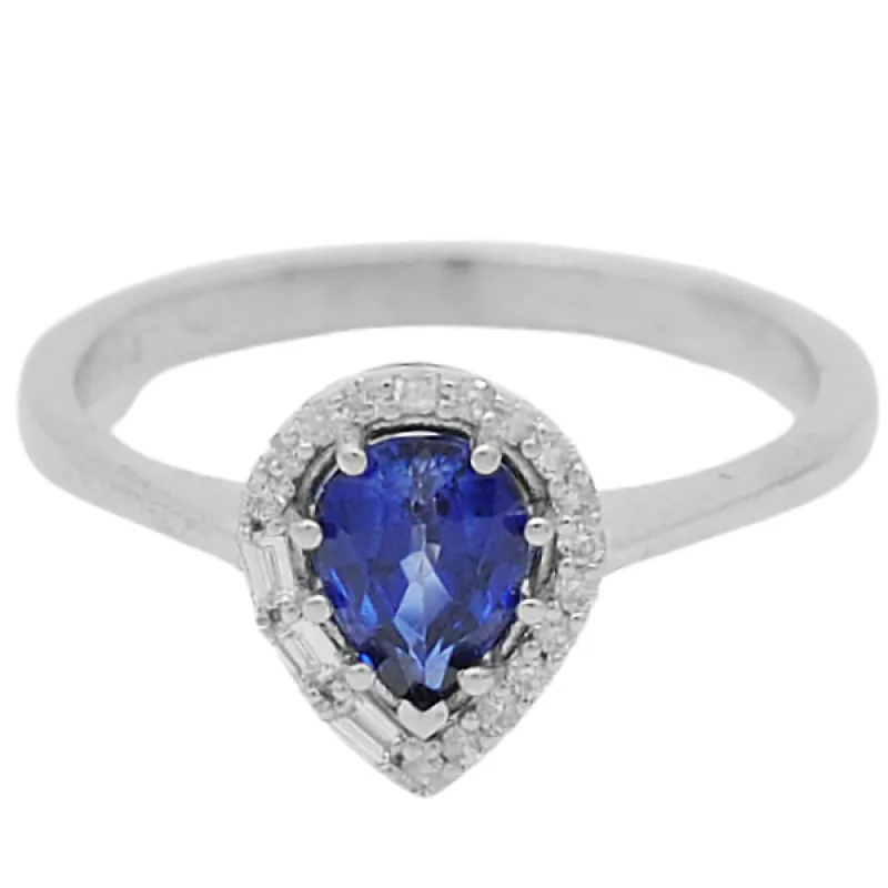 Zlatý briliantový prsteň so safírom z bieleho zlata ADANITO ZSZ332