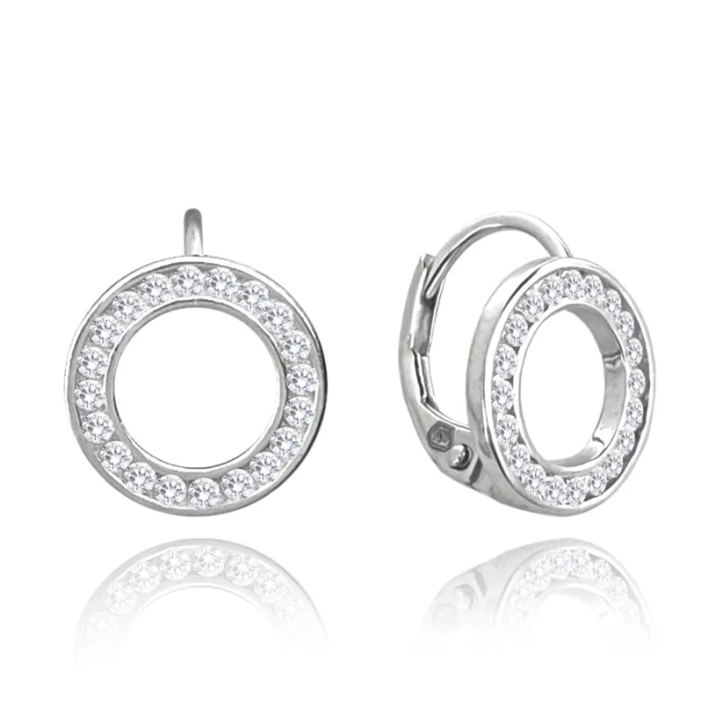 Strieborné náušnice KRUHY s bielymi zirkónmi MINET JMAS0182SE00