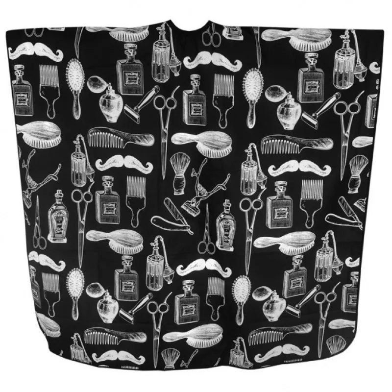 SALON KOMPLET Barber Instrument - veľká pánska strihacia pláštenka - čierna