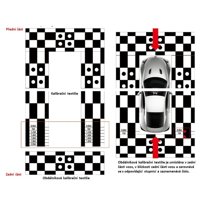 Kalibrační šachovnicová textilní podložka DV-360-MAP