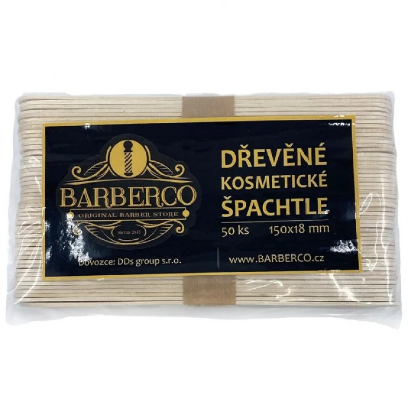 BARBER BARBERCO Drevené LARGE špachtľe na nanášanie vosku 150x18mm - 50ks