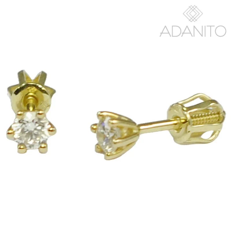 Zlaté briliantové náušnice na skrutku ADANITO ZSZ124