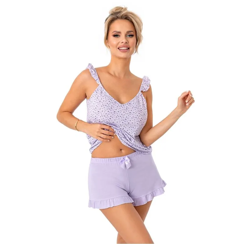 Bavlnené dámske pyžamo Fiorella top fialové XXL