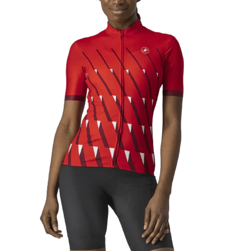 Dámský cyklistický dres Castelli Pendio Jersey Red/Bordeaux White