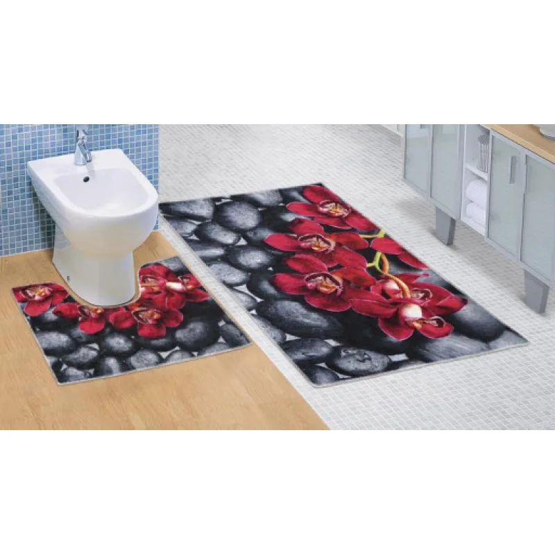 Bellatex koupelnová předložka 3D tisk, sada Orchidea - 60x100, 60x50 cm