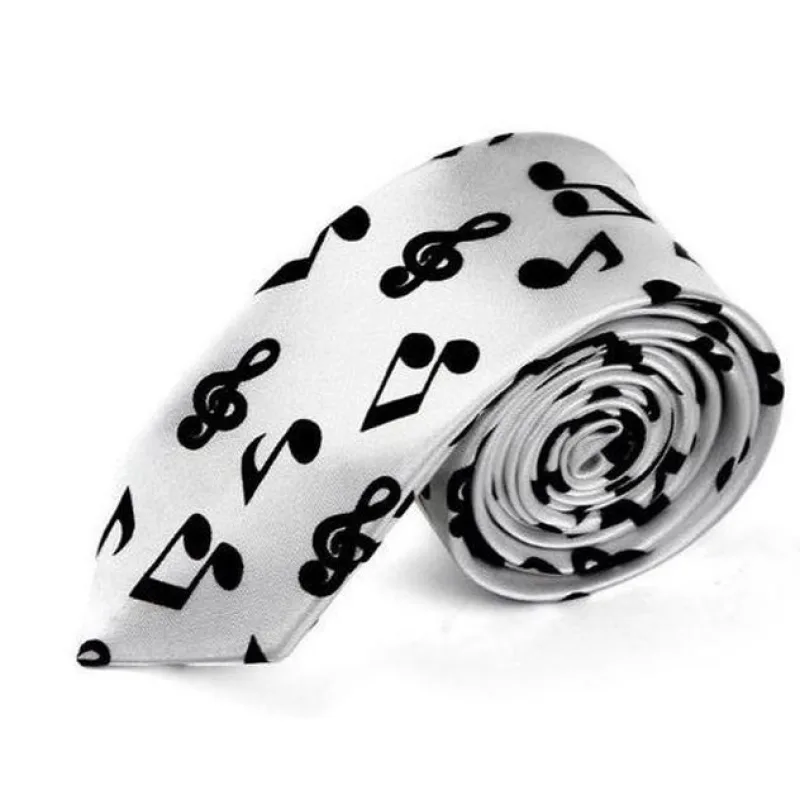 Kravata bílá s černými notami