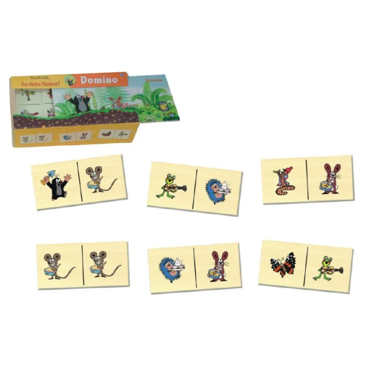 Detoa Domino Krtko drevo spoločenská hra 28 dielikov v drevenej krabičke 18x11x5cm