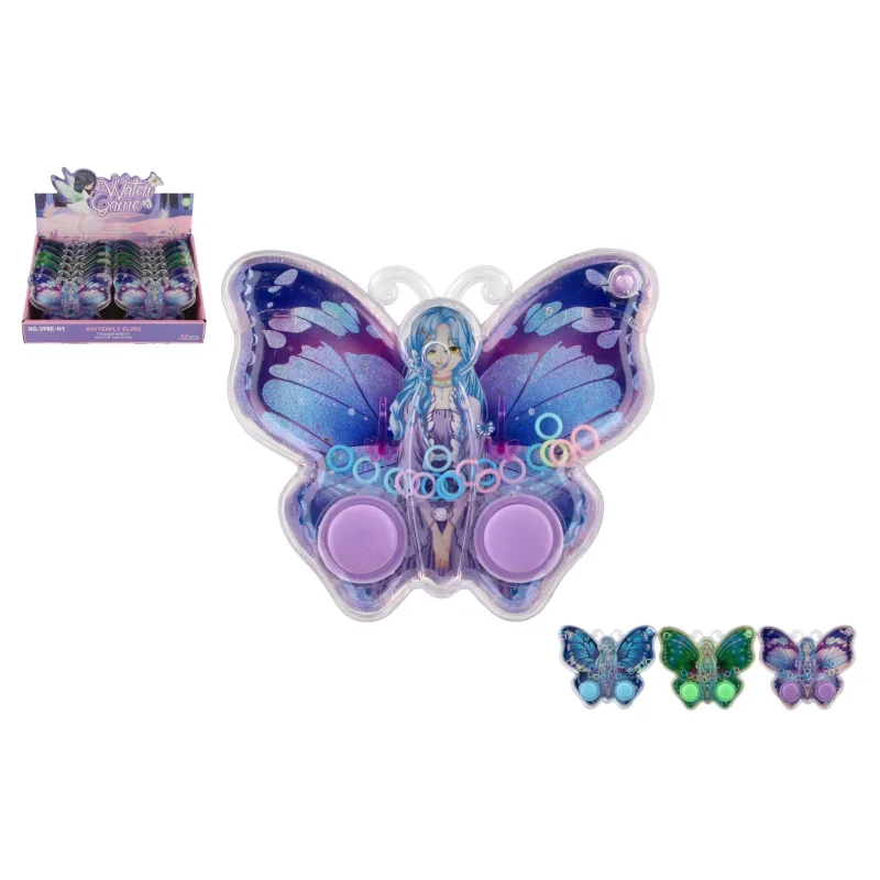 Teddies Vodná hra hlavolam 13x11cm plast motýľ 3 farby 12ks v boxe