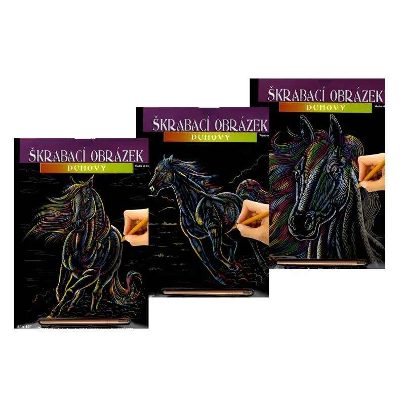 SMT Creatoys Škrabací obrázok dúhový A4 kôň 23x32cm 3 druhy