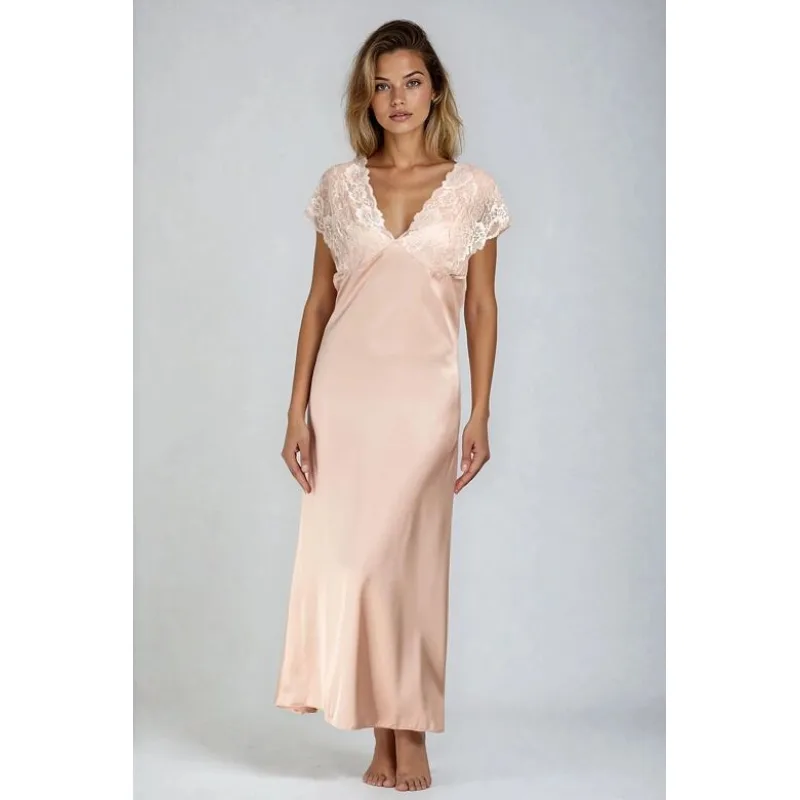 Saténová nočná košieľka Mactan béžová XL