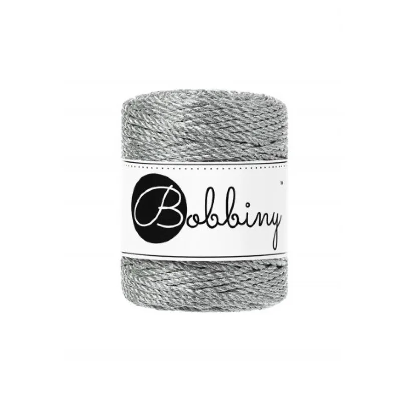 Macrame Bobbiny 3PLY regular metallic silver