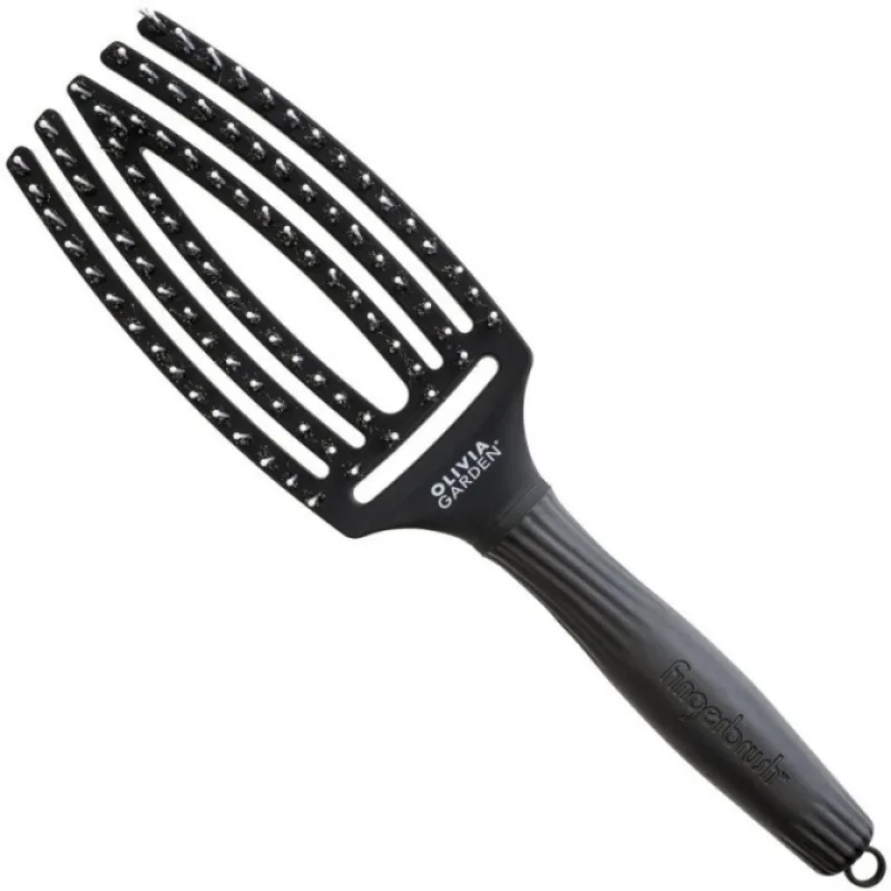 OLIVIA GARDEN FB1PC-CM Fingerbrush Combo Medium Black - Profesionálna kefa s diviačími štetinami