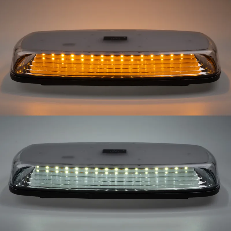 AKU LED rampa oranžová+bílá, 84LEDx0,5W, magnet, 12-24V, 304mm, ECE R65 R10 sre2-bat12BAW