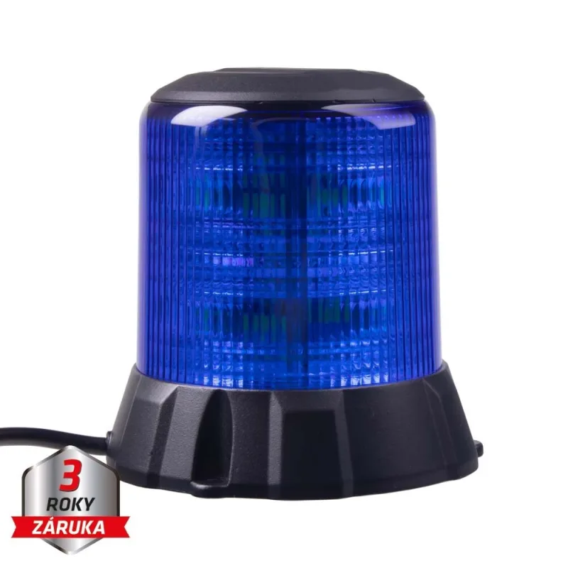 Robustní modrý LED maják, černý hliník, 96W, ECE R65 wl405fixblu