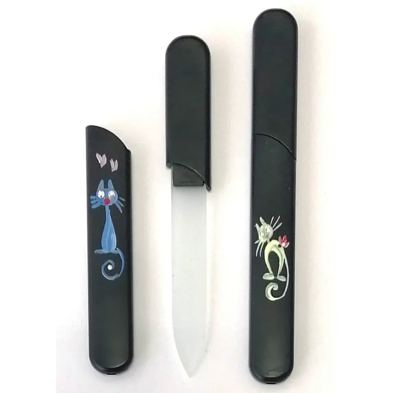 BOHEMIA CRYSTAL Sklenený pilník s krytkou Black - ručne maľovaný s kryštálmi Swarovski