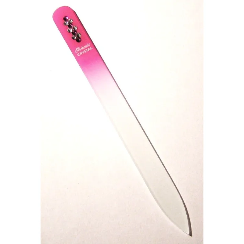BOHEMIA CRYSTAL Sklenený pilník na nechty Swarovski - 140mm - ružový
