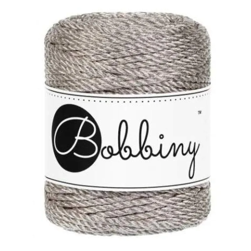 Macrame Bobbiny 3PLY regular metallic platinum