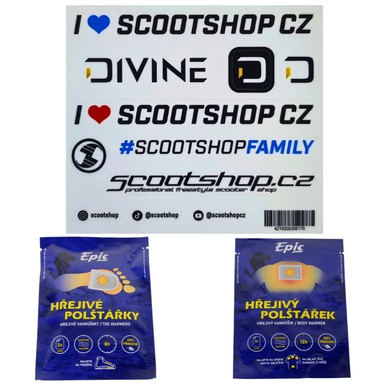 Set List samolepek + hřejivé polšářky na nohy + na oblečení