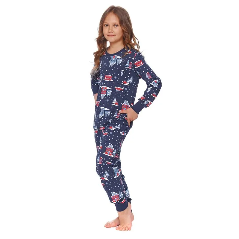 Detské pyžamo Winter time tmavo modré 134/140