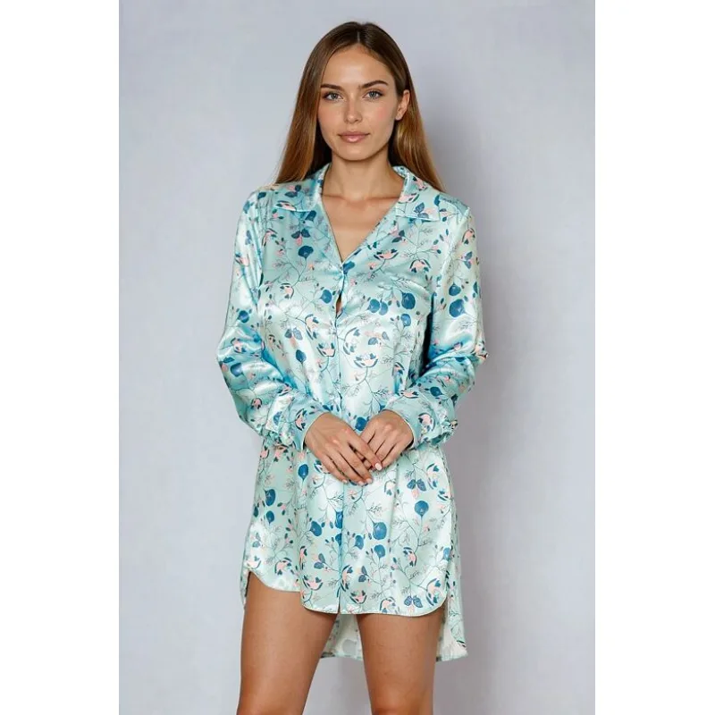 Saténová nočná košeľa Tulum Royal modrá XXL