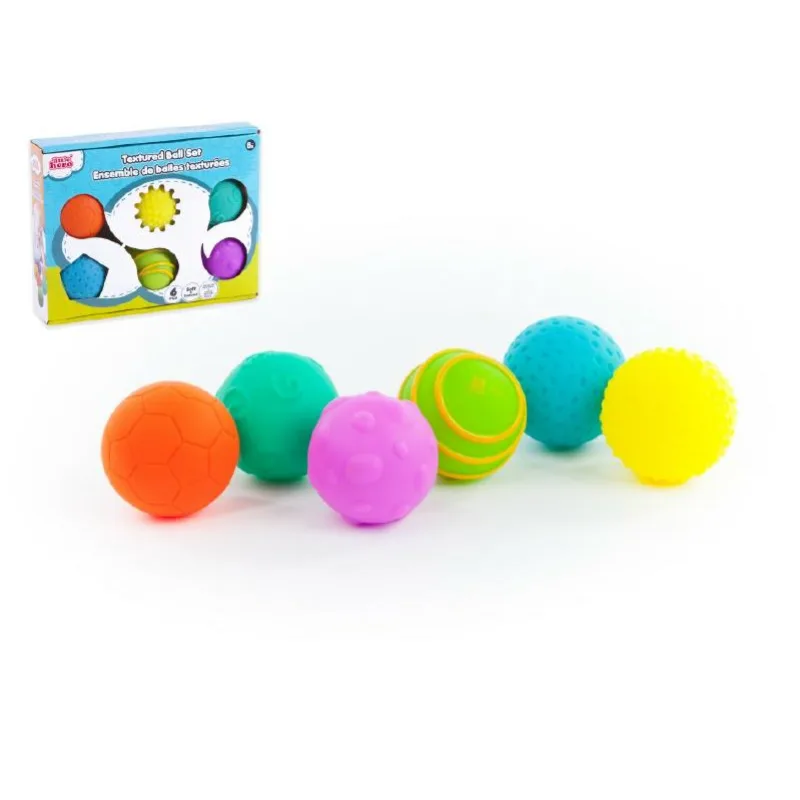 Teddies Sada loptičiek 6ks s textúrou gumové 6cm v krabici 6m+