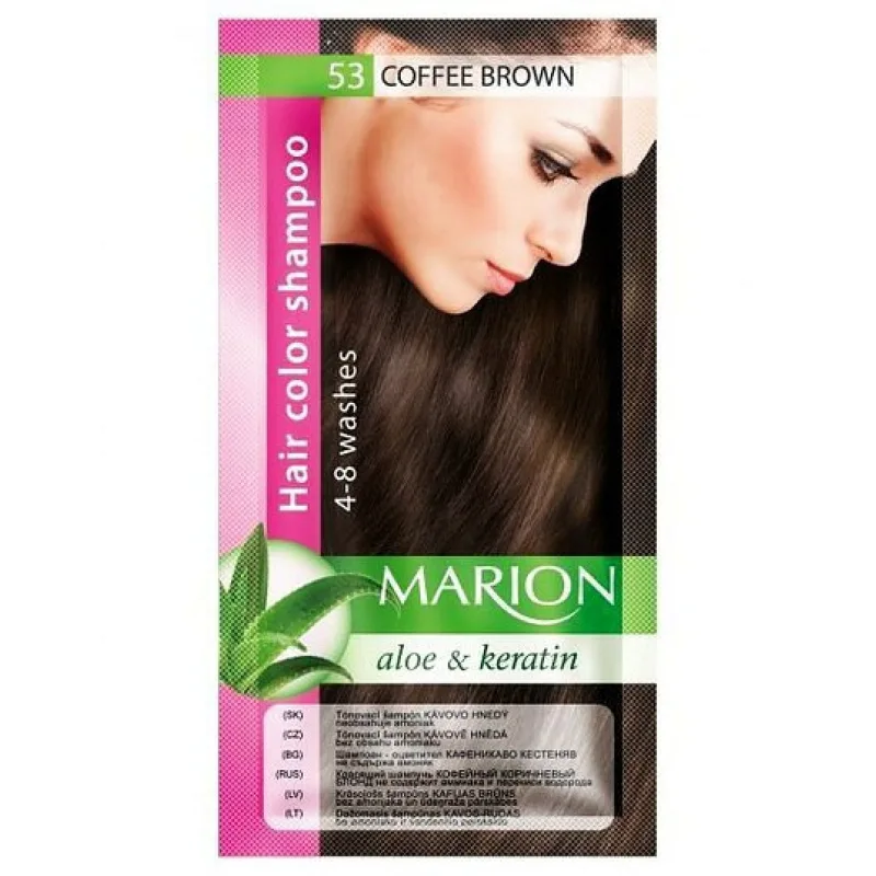 MARION Hair Color Shampoo 53 Coffee Brown - farebný tónovací šampón 40ml - kávovo hnedá