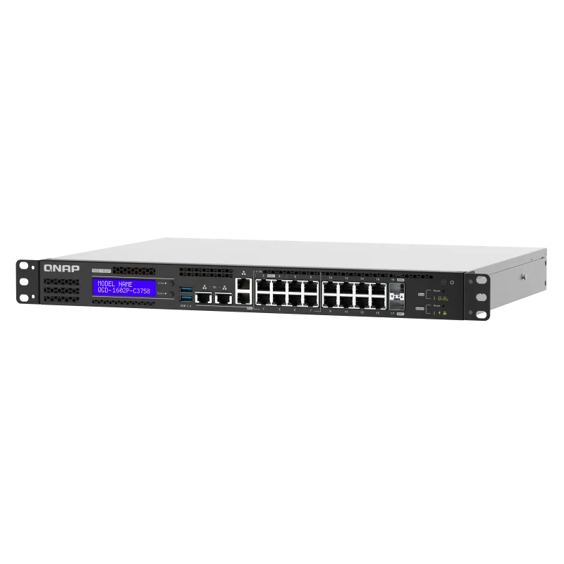 QNAP řízený switch QGD-1602P-C3558-8G (8x GbE PoE + 8x 2,5 GbE PoE + 2x 10GbE SFP+ / 8GB RAM ) QGD-1602P-C3558-8G