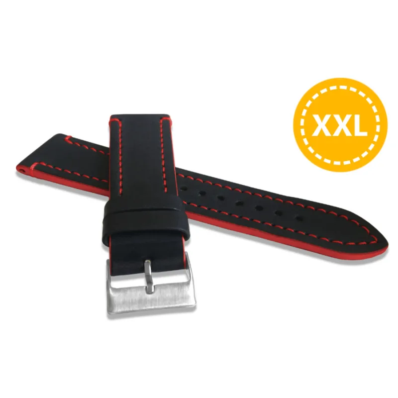 XXL Červený prešívaný remienok TAILOR z luxusnej kože TOP GRAIN - 20 - XXL LAVVU LSQBR20