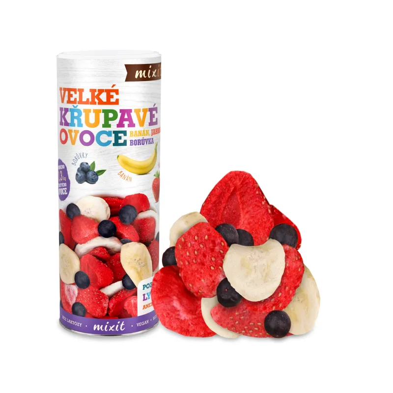 MIXIT Veľké chrumkavé ovocie banán jahoda čučoriedka 160 g