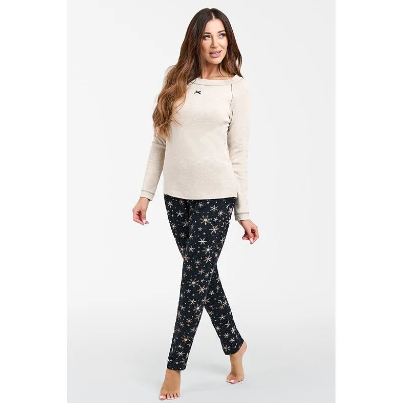 Dámske pyžamo Denali béžové s vločkami L