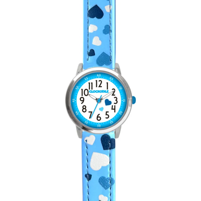 Modré dievčenské hodinky so srdiečkami CLOCKODILE CWG5210