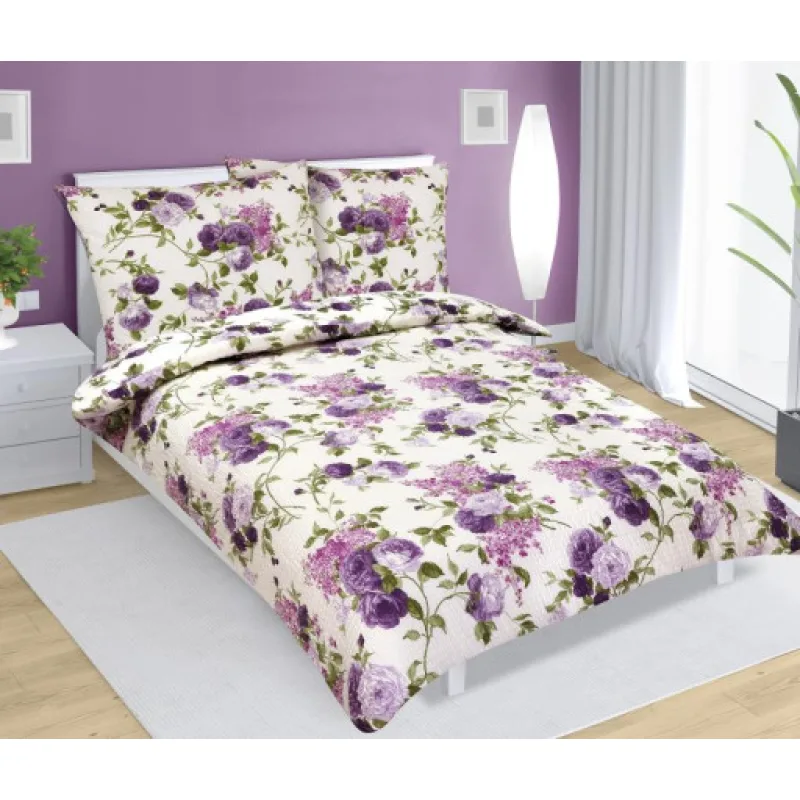 Bellatex Povlečení bavlněné, Lila růže - 140x220, 70x90 cm